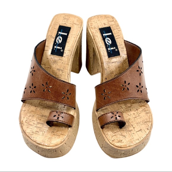 Vintage LEI 90s Y2K Chunky Heel Platform Slides 7 - Picture 3 of 16